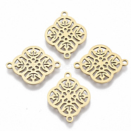 201 Stainless Steel Links connectors, Laser Cut, Flower, Golden, 19x15x1mm, Hole: 1.4mm(STAS-R104-026G)