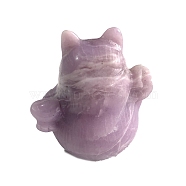 Natural Lepidolit Carved Healing Lucky Cat Figurines, Reiki Energy Stone Display Decorations, 60x50x60mm(PW-WG20972-08)
