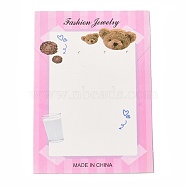 Rectangle Paper Earring Display Cards, Bear Print Jewelry Display Card for Earring Necklace Storage, Pearl Pink, 12.3x8.6x0.05cm, Hole: 2mm(CDIS-C005-05)