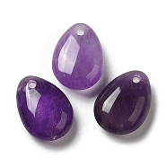 Natural Amethyst Teardrop Charms, for Pendant Necklace Making, 14x10x6mm, Hole: 1mm(G-M410-01-05)