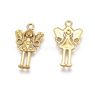 Tibetan Style Alloy Fairy Pendants, Cadmium Free & Nickel Free & Lead Free, Antique Golden, 25x15x2mm(TIBEP-S613-AG-FF)