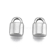 201 Stainless Steel Charms, Lock, Stainless Steel Color, 9x6x2.5mm, Hole: 2mm(STAS-N099-08A)
