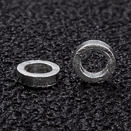 Brass Spacer Beads, Long-Lasting Plated, Flat Round, 925 Sterling Silver Plated, 2.5x0.5mm, Hole: 1.6mm(KK-H759-12B-S)