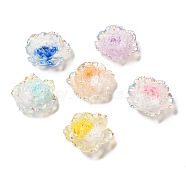 Transparent Resin Cabochons, Flower, AB Color Plated, Mixed Color, 29~31x29~31x11mm(CRES-M014-21)