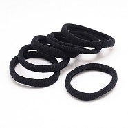 Girl's Hair Accessories, Nylon Thread Elastic Fiber Hair Ties, Ponytail Holder, Black, 34mm(OHAR-J021-02)