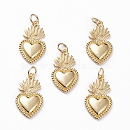 Brass Pendants, Sacred Heart, Golden, 22x12x2.5mm, Jump Ring: 5x1mm, Hole: 3.5mm(X-KK-C100-10G)