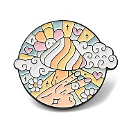 Sun with Mushroom Good Vibe All The Time Enamel Pin, Electrophoresis Black Zinc Alloy Brooch for Backpack Clothes, Colorful, 26.5x30.5x1.7mm(JEWB-H010-02EB-03)