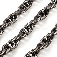 Aluminium Rope Chains, Unwelded, with Spool, Gunmetal, 16x10x2.5mm, about 16.40 Feet(5m)/Roll(CHA-C002-01B)