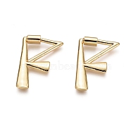 Brass Screw Carabiner Lock Charms, for Necklaces Making, Real 18K Gold Plated, Polishing, Letter, Letter.F, 33.5x23x2.5mm, Screw: 7x5mm(KK-I663-01G-F)