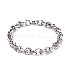 201 Stainless Steel Chunk Cable Chains Bracelet for Men Women, Stainless Steel Color, 7-1/2 inch(19cm)(BJEW-G618-04P-B01)