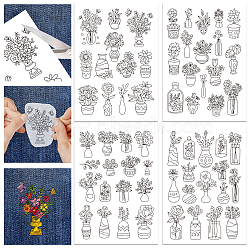 4 Sheets 11.6x8.2 Inch Stick and Stitch Embroidery Patterns, Non-woven Fabrics Water Soluble Embroidery Stabilizers, Vase, 297x210mmm(DIY-WH0455-017)