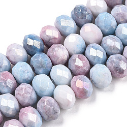 Faceted Electroplated Glass Beads Strands, AB Color Plated, Abacus, Cornflower Blue, 8~8.5x6~6.5mm, Hole: 1.4mm, about 66~67pcs/strand, 15.35 inch~16.57 inch(39~41.1cm)(X-GLAA-C023-02-B06)