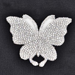 Iron On Rhinestone Glue Sheets, For Trimming Cloth, Shoes and Bags, Butterfly, Crystal, 70x60mm(X-DIY-WH0148-71)