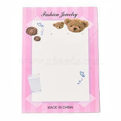 Rectangle Paper Earring Display Cards, Bear Print Jewelry Display Card for Earring Necklace Storage, Pearl Pink, 12.3x8.6x0.05cm, Hole: 2mm(CDIS-C005-05)