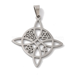 Non-Tarnish 304 Stainless Steel Pendants, Laser Cut, Knot Charm, Stainless Steel Color, 30.5x28x1mm, Hole: 6x3mm(STAS-U010-16P)