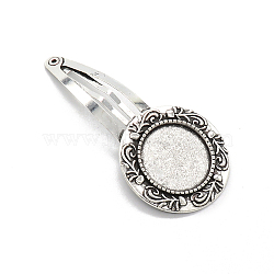 Alloy Snap Hair Clip Finding, Cabochon Settings, Antique Silver, Inner Diameter: 20mm(PW-WG38295-09)