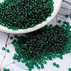 MIYUKI Round Rocailles Beads, Japanese Seed Beads, (RR147) Transparent Emerald, 8/0, 3mm, Hole: 1mm, about 2111~2277pcs/50g(SEED-X0055-RR0147)