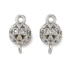 Brass Micro Pave Cubic Zirconia Connector Charms, Round, Platinum, 13x7.5x7.5mm, Hole: 1.4mm and 1.5mm(KK-U056-03P)