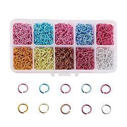 Aluminum Wire Open Jump Rings, Mixed Color, 18 Gauge, 10x1mm, about 1340pcs/box(ALUM-X0002-10mm-01)