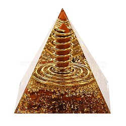 Orgonite Pyramid Resin Energy Generators, Reiki Natural Red Jasper Chips & Steel Wire & Gold Foil Inside, for Home Office Desk Decoration, 59x59x59mm(DJEW-C019-01B)