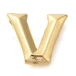 Rack Plating Brass Pendants, Long-Lasting Plated, Cadmium Free & Lead Free, Letter A~Z Charms, Letter V, 17.5x21x5.5mm, Hole: 3.5x2mm(KK-I722-07G-V)