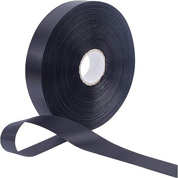 Polyester Blank Sewn-in Label Ribbon, with Spool, Black, 25mm, 200m/roll