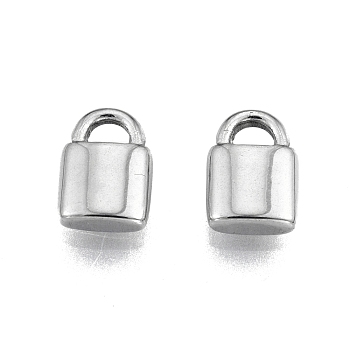 201 Stainless Steel Charms, Lock, Stainless Steel Color, 9x6x2.5mm, Hole: 2mm