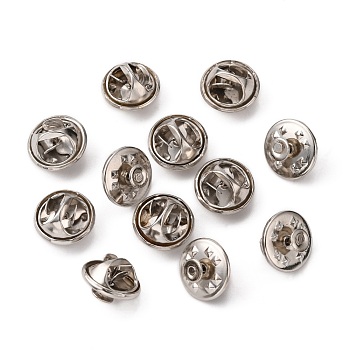 Iron Lapel Pin Backs, Tie Tack Pin, Brooch Findings, Platinum, Tray: 4.5mm, 12mm, Pin: 1mm