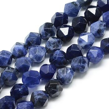 Natural Sodalite Beads Strands, Star Cut Round Beads, Faceted, 6~6.5x6mm, Hole: 1mm, about 58pcs/strand, 15.9 inch