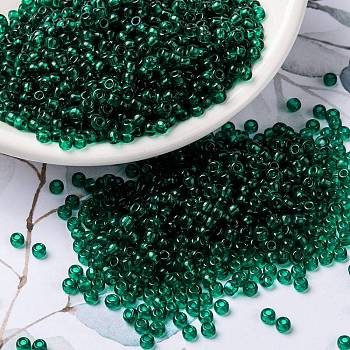 MIYUKI Round Rocailles Beads, Japanese Seed Beads, (RR147) Transparent Emerald, 8/0, 3mm, Hole: 1mm, about 2111~2277pcs/50g