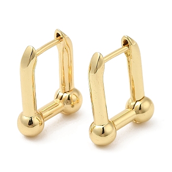 Rack Plating Brass Rectangle Hoop Earrings, Lead Free & Cadmium Free, Real 18K Gold Plated, 16x13x4mm
