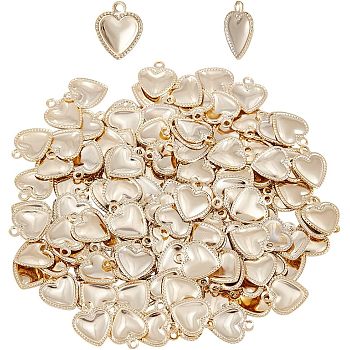 304 Stainless Steel Charms, Puffed Heart, Golden, 10x8x0.8mm, Hole: 1mm, 150pcs/box