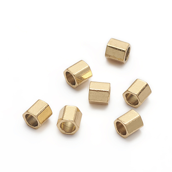Ion Plating(IP) 304 Stainless Steel Spacer Beads, Hexagon, Golden, 2.1x2.1x2mm, Hole: 1.4mm
