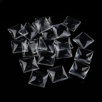 Transparent Glass Square Cabochons, Clear, 30x30x7mm