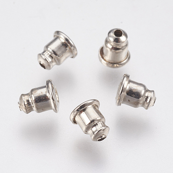 Brass Ear Nuts, Earring Backs, Bell, Platinum, 5.5x4.8mm, Hole: 1.2mm, Fit For 0.8~0.9mm Pin
