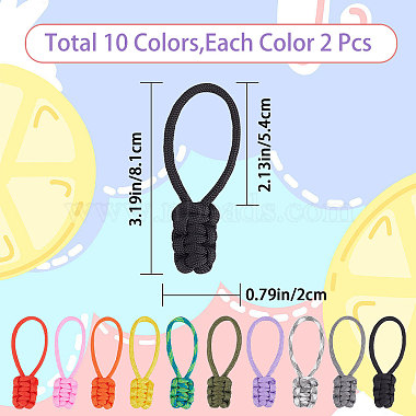 20Pcs 10 Colors Nylon Braided Zipper Pull Tab(FIND-GF0004-46)-2
