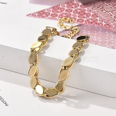 304 Stainless Steel Oval Link Chain Bracelets for Women(BJEW-F488-18G)-2