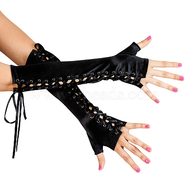 Polyamide Long Fingerless Gloves for Bride(AJEW-CN0007-19)-7
