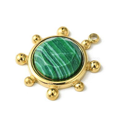 placage ionique (ip) 304 pendentifs en malachite synthétique à facettes en acier inoxydable(FIND-Z028-39C)-2