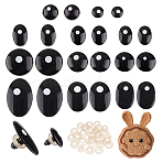 110 Sets 11 Styles Plastic Doll Craft Eyes, Safety Eyes, with Spacer, Oval/Flat Round, Black, 12~28x10.5~18x8~16mm, 10 sets/style(DIY-PH0017-66)