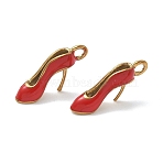 304 Stainless Steel Enamel Pendants, Shoes Charms, Ion Plating(IP), Real 18K Gold Plated, High-heeled Shoes Charms, 21x10x5.5mm, Hole: 2mm(STAS-K330-21A-G)