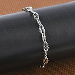 304 Stainless Steel Dapped Chains Bracelets for Women, Stainless Steel Color, 6.69 inch(17cm), link: 5.5x2.5x0.5mm(BJEW-D466-08C-P)