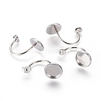 Tarnish Resistant 304 Stainless Steel Ear Nuts, Butterfly Earring Backs for Post Earrings, Flat Round Cabochon Settings, Stainless Steel Color, Tray: 10mm, 27x12x15mm, Hole: 0.8mm(STAS-K190-05A-P)