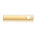 Ion Plating(IP) 304 Stainless Steel Links Connectors, Mirror Polished Finish Stamping Blank Tag, Rectangle with Hollow Heart, Laser Cut, Golden, 36x6x1.7mm, Hole: 1.4mm(STAS-I311-09A-G)