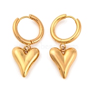 304 Stainless Steel Hoop Earrings for Women, Heart, Golden, 35.5x14mm(EJEW-Z057-14G-01)