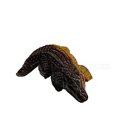 Natural Tiger Eye Carved Crocodile Figurines Statues for Home Office Desktop Decoration, 50x45mm(PW-WG66710-03)