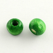 Dyed Natural Wood Beads, Round, Lead Free, Green, 20x18mm, Hole: 4.5mm, about 400pcs/1000g(WOOD-Q006-20mm-05-LF)