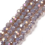 Faceted(32 Facets) Round Full Rainbow Plated Electroplate Glass Beads Strands, Rosy Brown, 4mm, Hole: 1mm, about 90~95pcs/strand, 12.8~13.6 inch(32~34cm)(EGLA-J130-FR12)