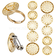 SUNNYCLUE 100Pcs 5 Style Brass Finger Ring/Brooch Sieve Findings, Perforated Disc Settings, Raw(Unplated), 20pcs/style(KK-SC0002-66)