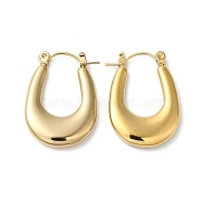 Rack Plating 304 Stainless Steel Thick Hoop Earrings for Women, Teardrop, Real 18K Gold Plated, 26x18.5x3.5mm(EJEW-Z026-23G)
